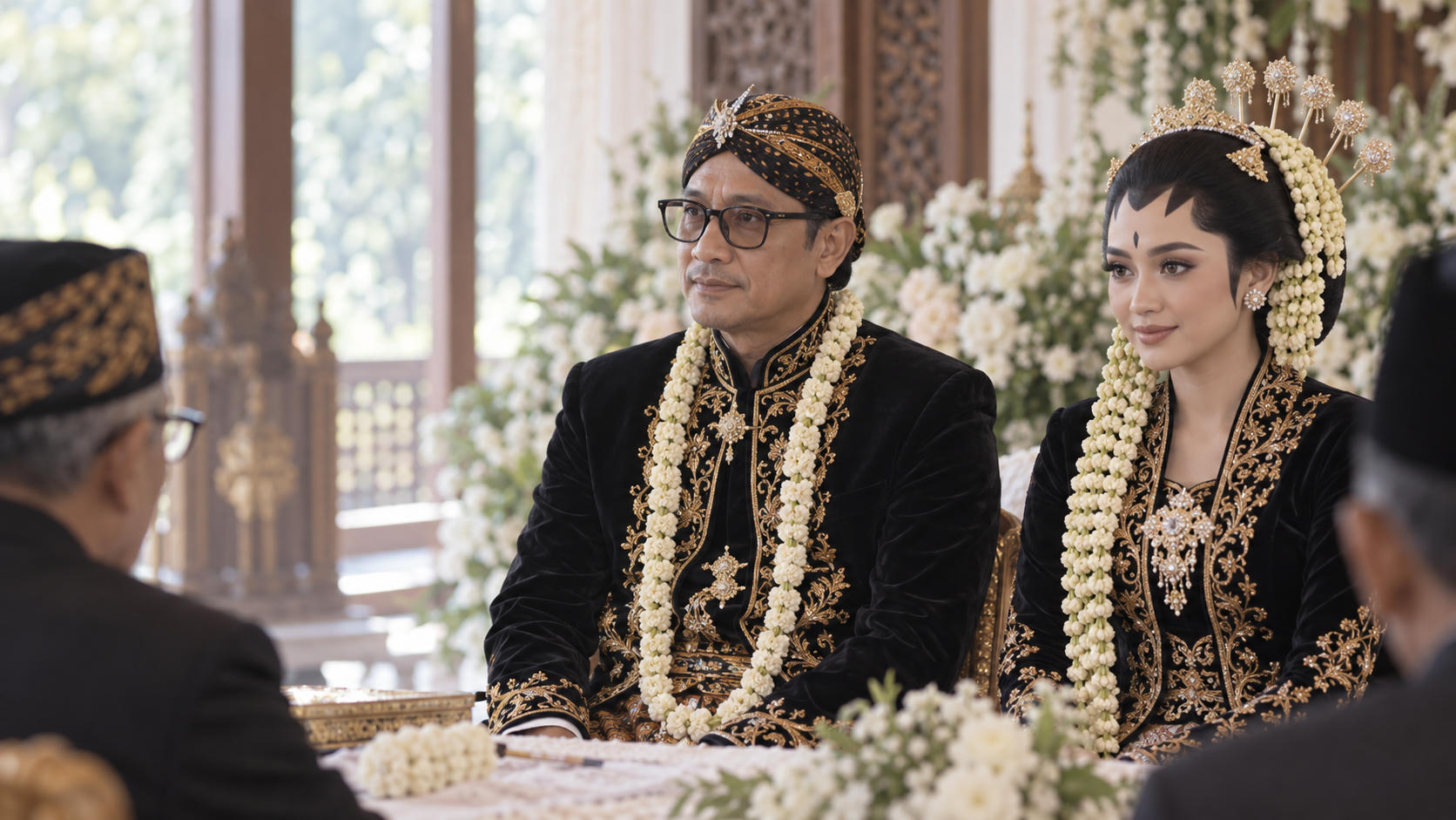 5 Gaya Akad Nikah Busana Jawa Andre Taulany & Amanda Rigby