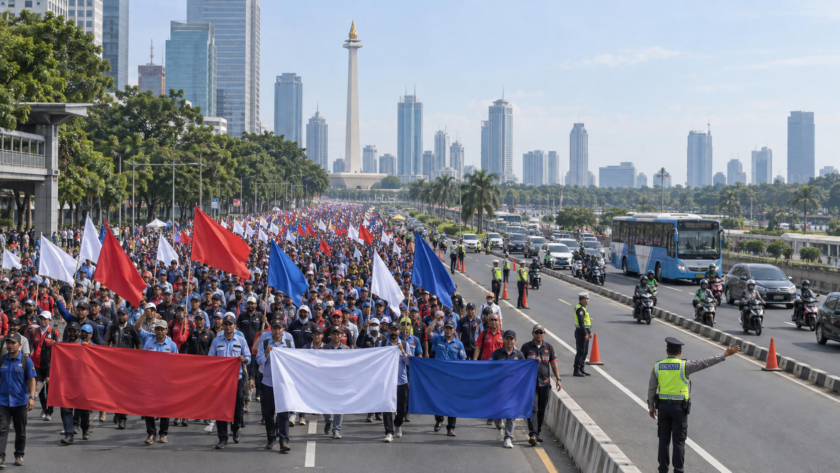 50.000 Buruh Demo Hari Ini: Cek Rute Alternatif Lalin