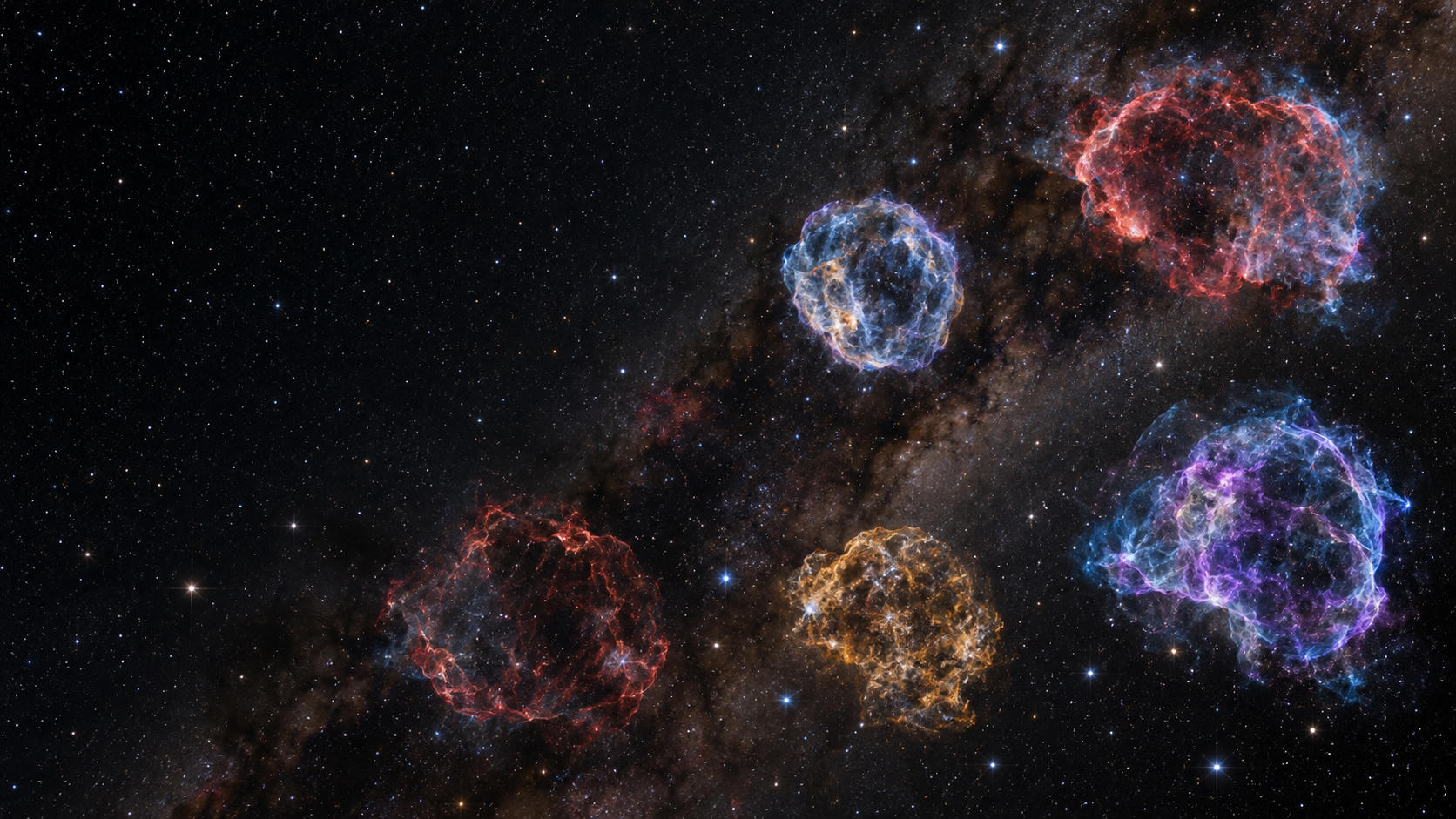 NASA Tampilkan 5 Sisa Supernova dalam Satu Bidang Langit