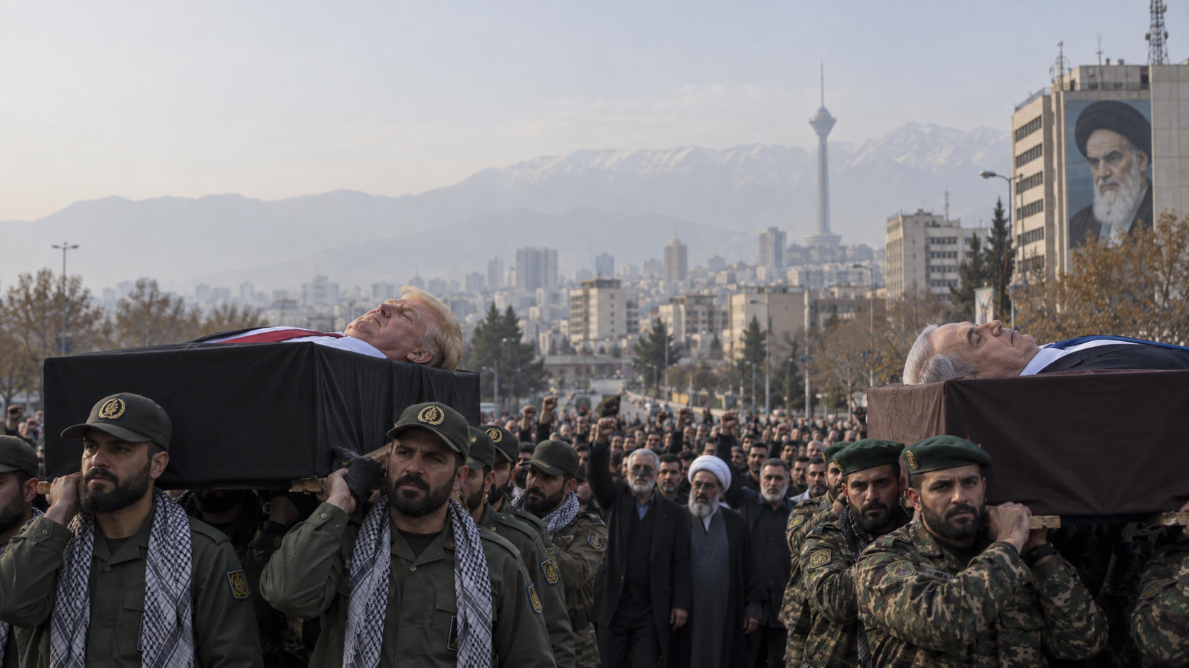 Pawai Milisi Teheran & Peti Mati Trump-Netanyahu