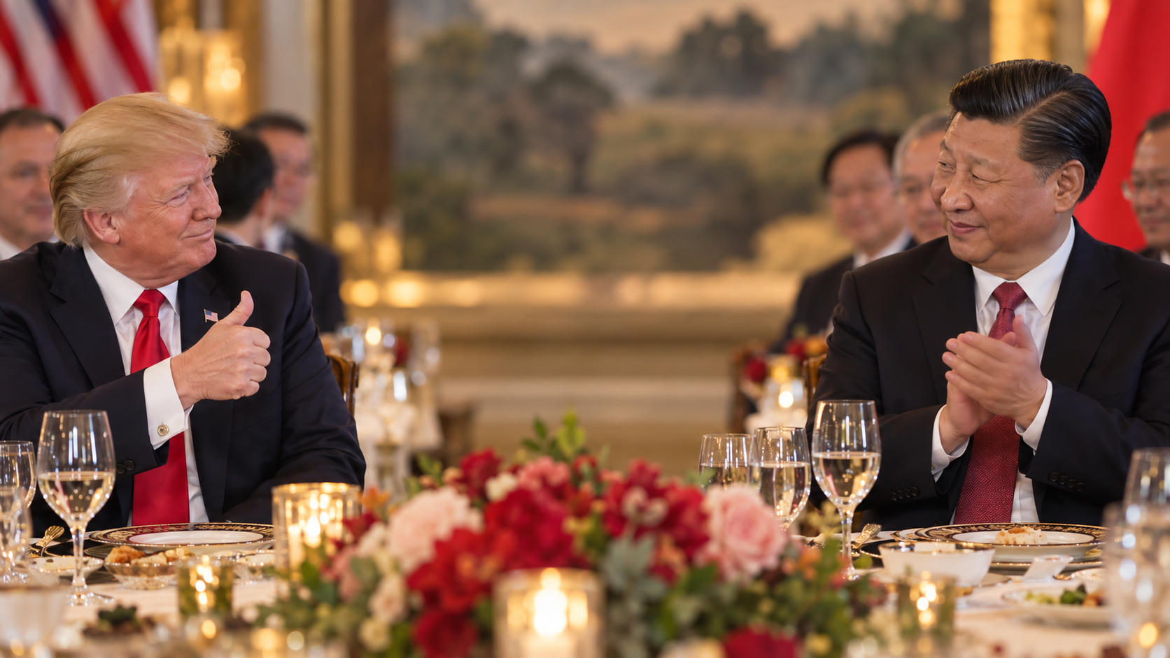Trump & Xi Jinping Saling Puji dalam Diplomasi Meja Makan