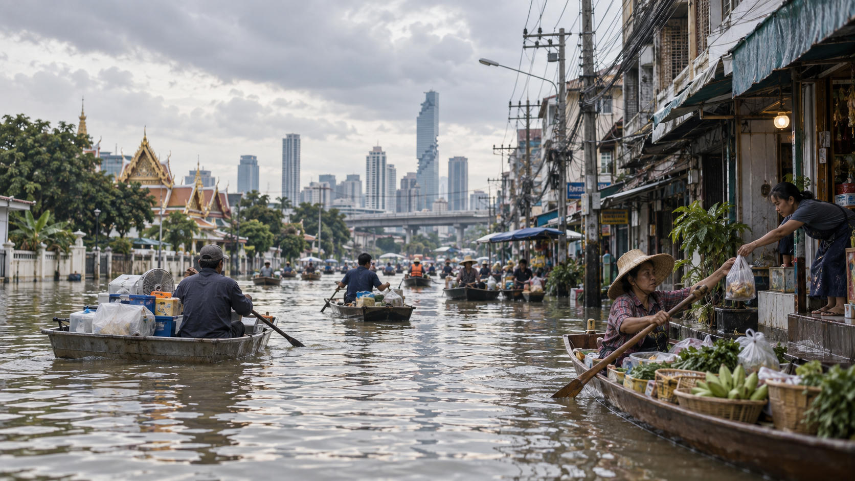 Banjir Bangkok: Jalanan Jadi Jalur Perahu, Bukan Pasar Terapung