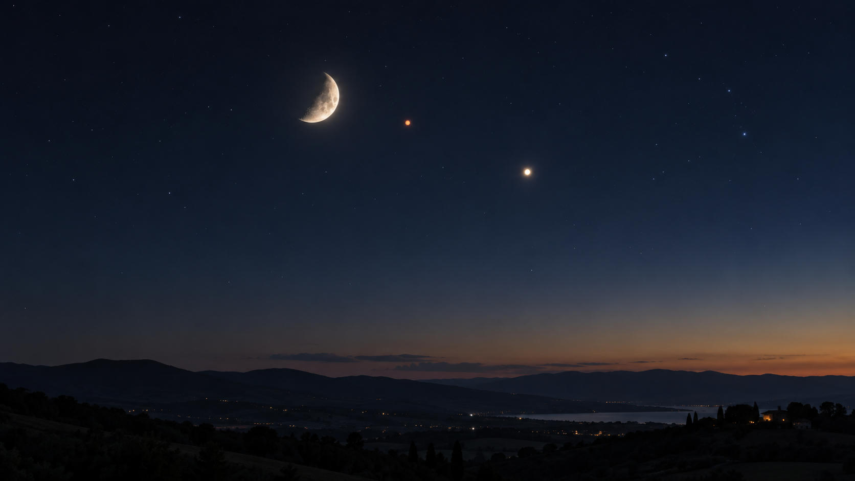 Bulan, Mars, dan Jupiter pada 5 Oktober 2026