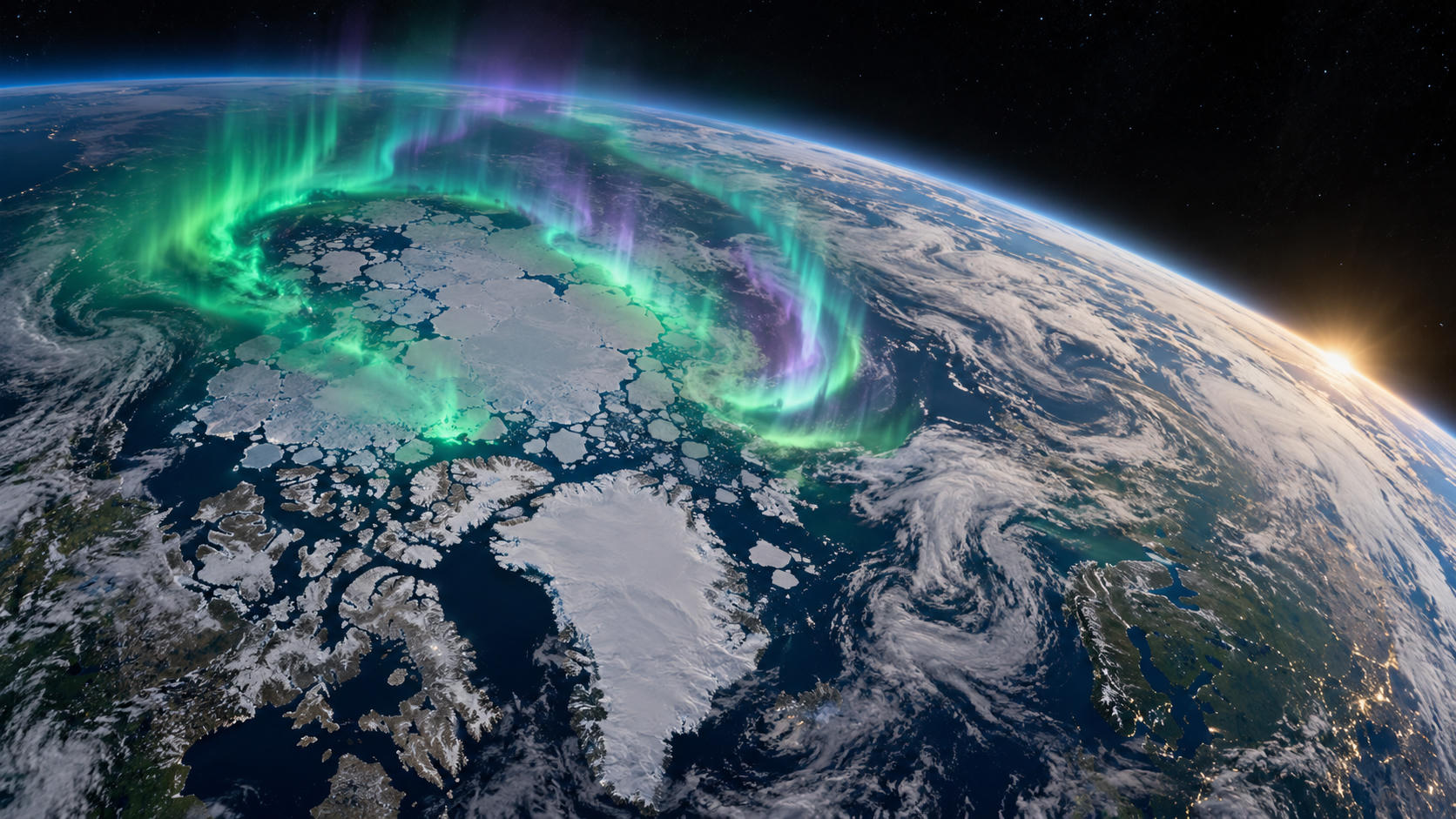 Citra Satelit Abadikan Badai Aurora di Kutub Utara