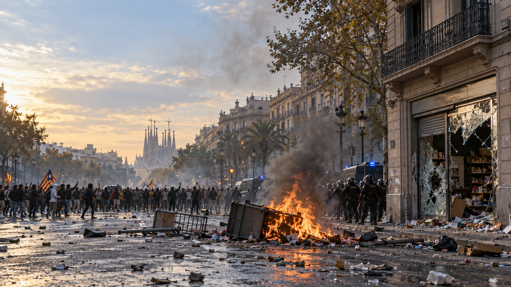Demo Besar di Barcelona Dilaporkan Berujung Kerusuhan