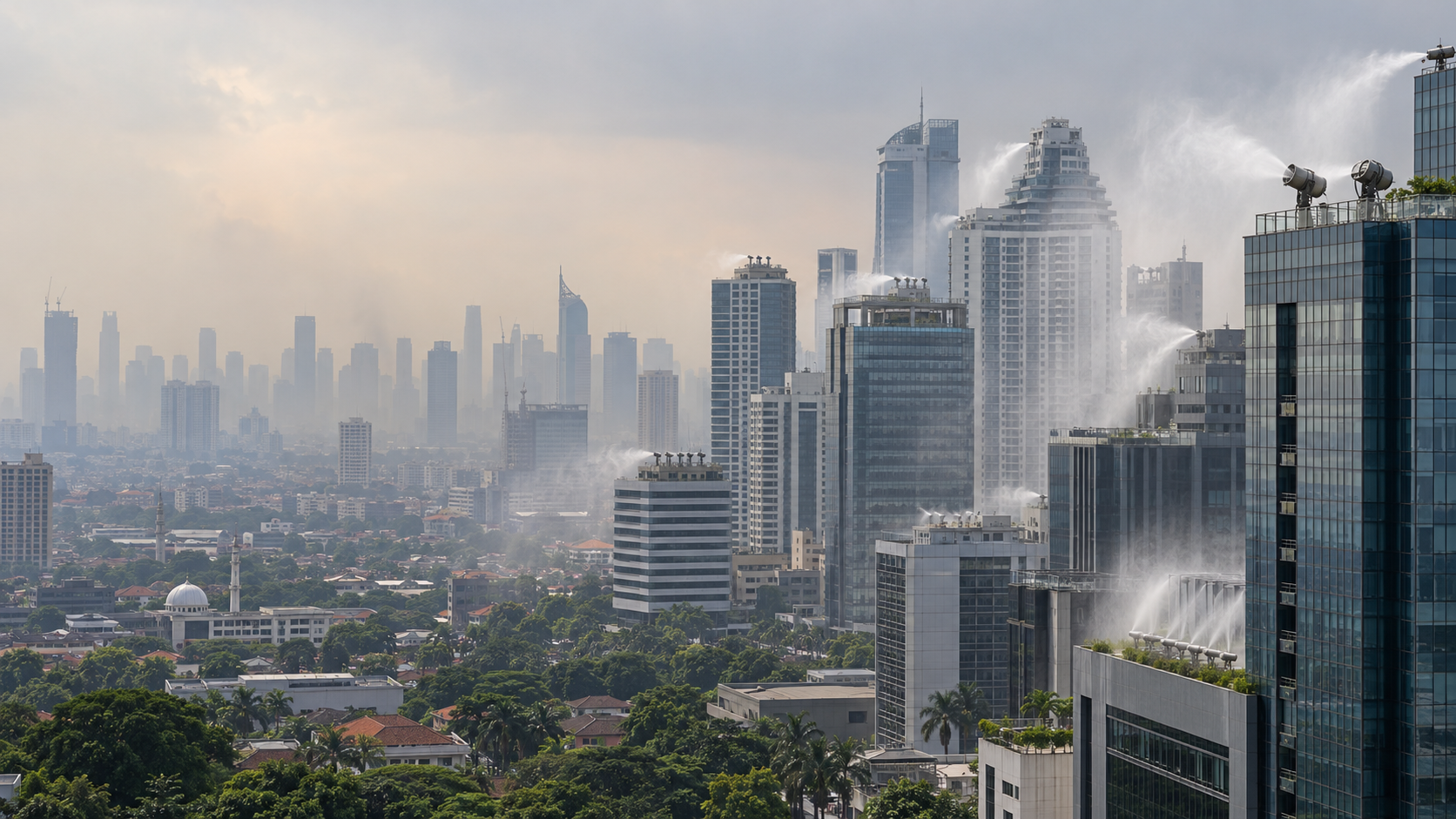 DKI Aktifkan Water Mist di 145 Gedung Hadapi Asap Karhutla