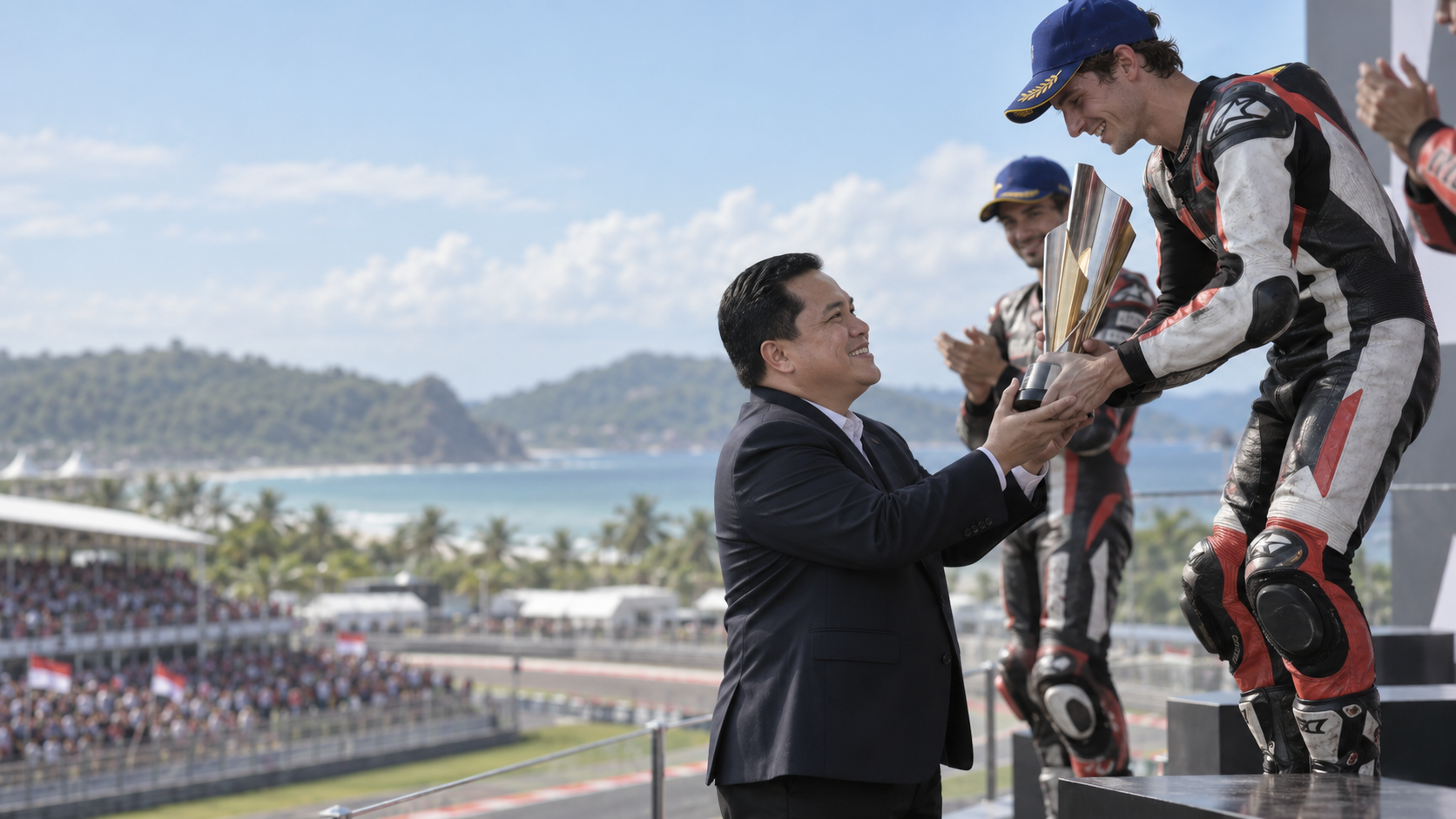 Erick Thohir Serahkan Trofi MotoGP Mandalika