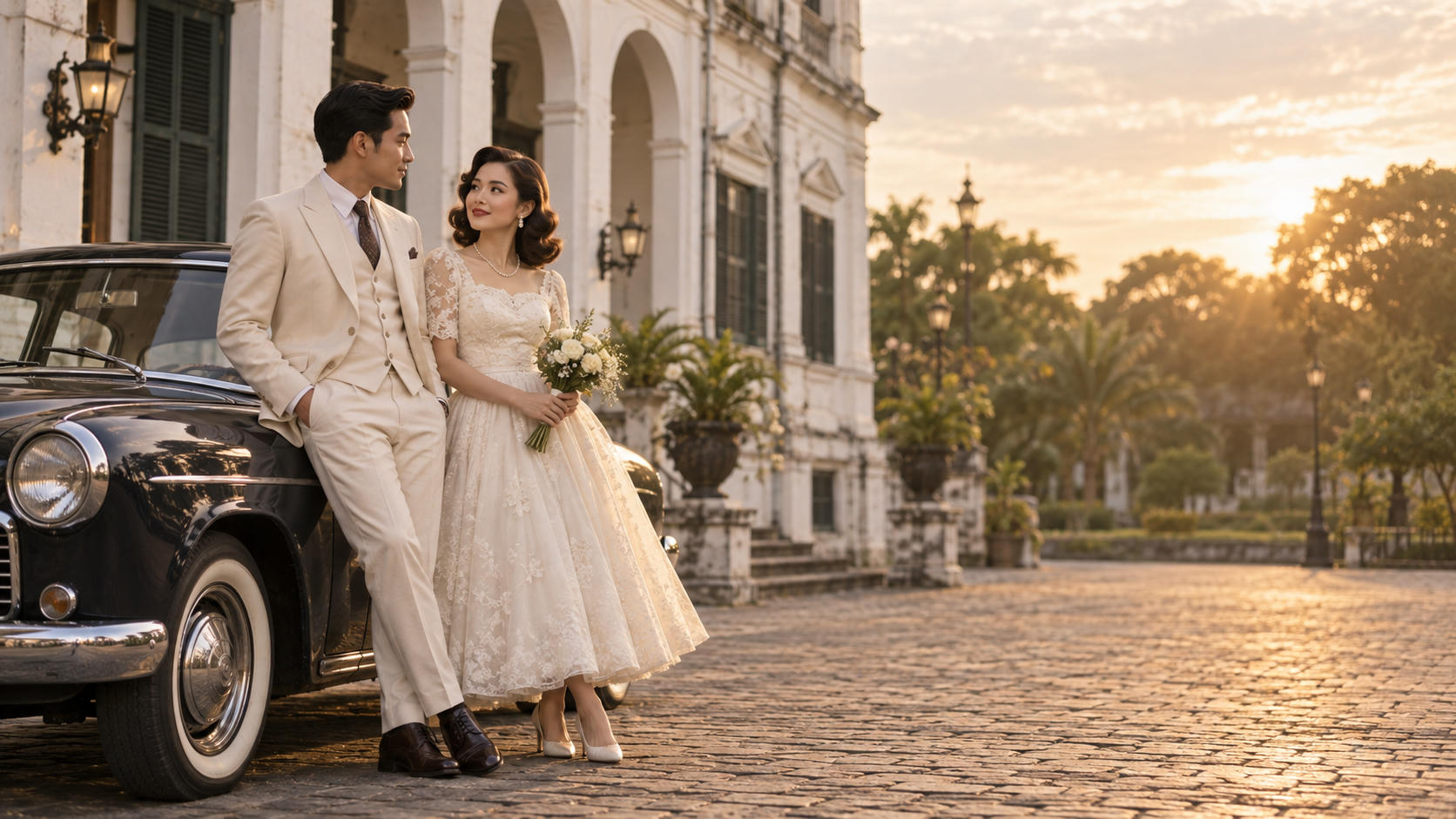 Gaya Prewedding Asnawi dan Yuriska Bernuansa Vintage