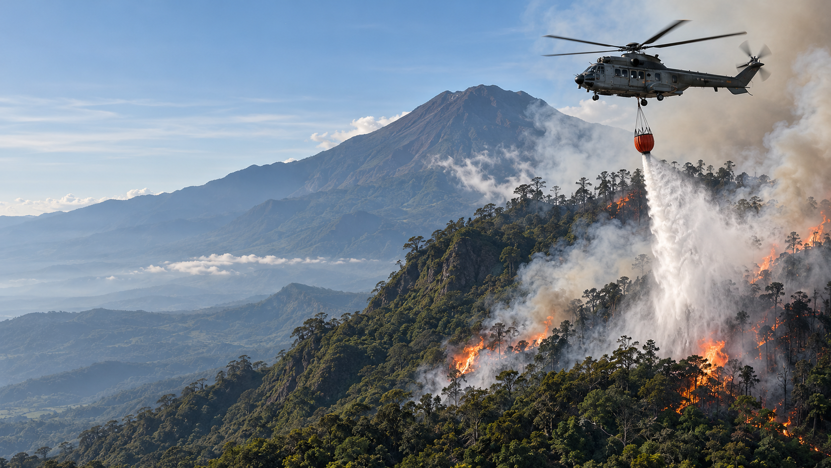 Gunung Ciremai Terbakar, TNI AU Kerahkan Helikopter Caracal