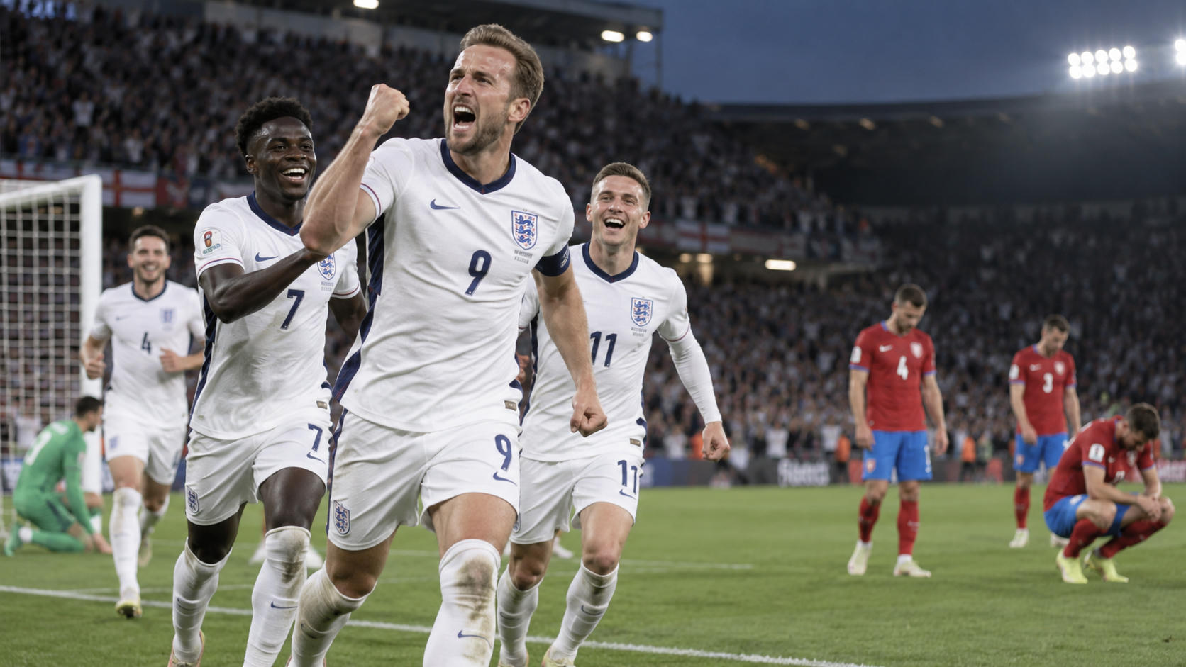 Inggris Menang 3-0 atas Republik Ceko, Kane Brace