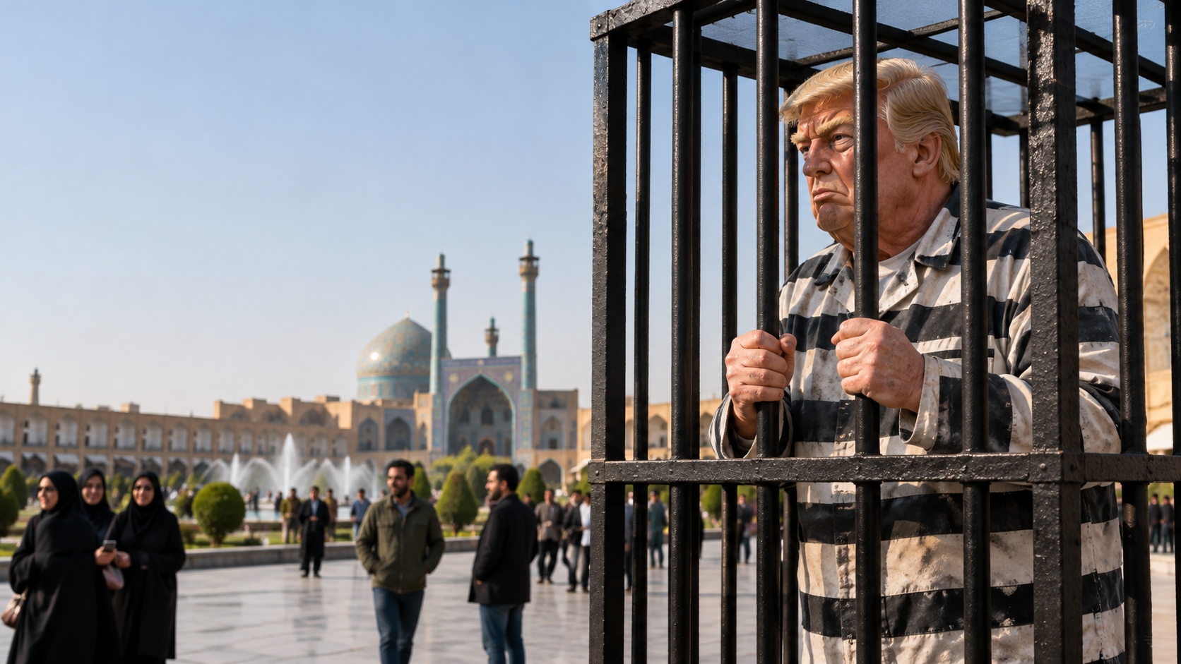 Iran Pajang Gambar Trump di Balik Jeruji sebagai Sindiran