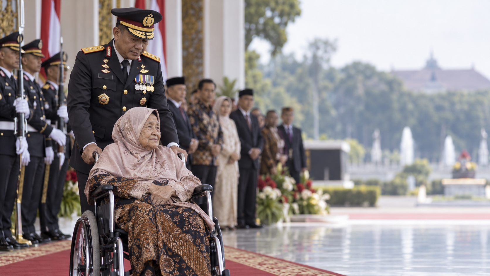 Momen Haru Irjen Dekananto Dorong Kursi Roda Ibunda