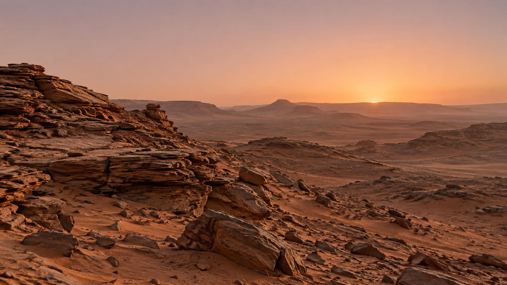 NASA Rilis Foto Fajar dengan Lanskap Tua di Mars