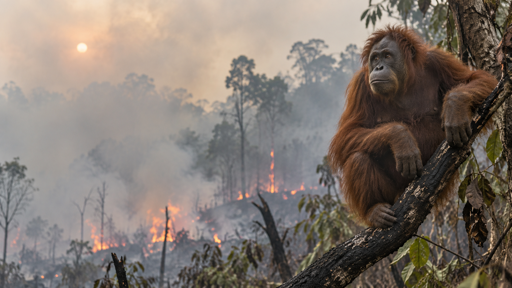 Orang Utan Tak Bisa Minta Tolong Saat Kebakaran