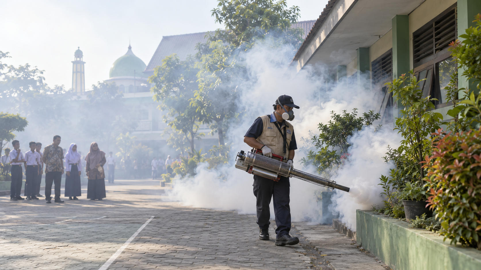 Pengasapan Puskesmas Sananwetan di SMP Muhammadiyah 1 Blitar