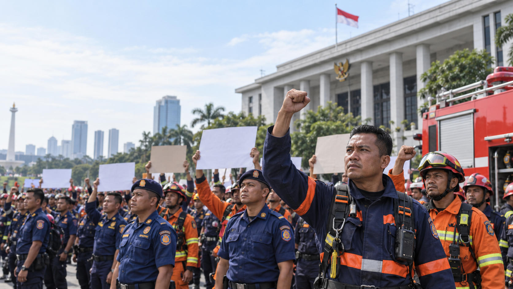 PNS-Damkar Demo Tuntut Kenaikan Gaji, Ini Faktanya