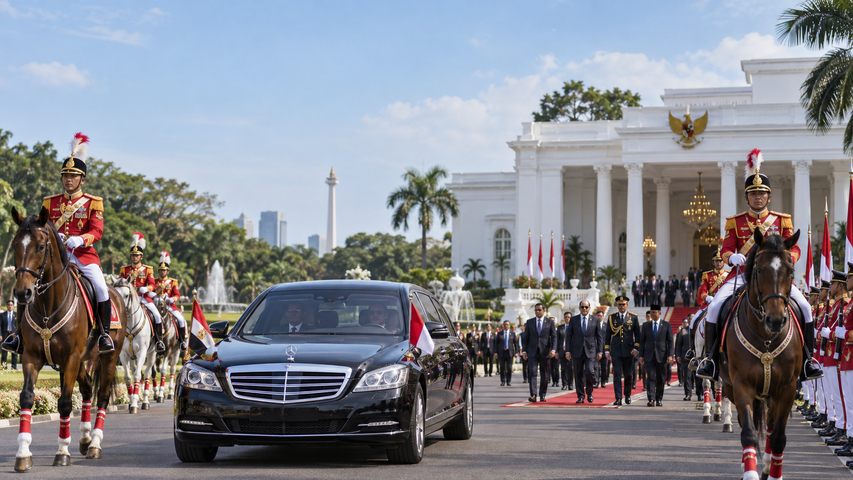 Presiden Mesir Dikawal Pasukan Berkuda ke Istana Merdeka