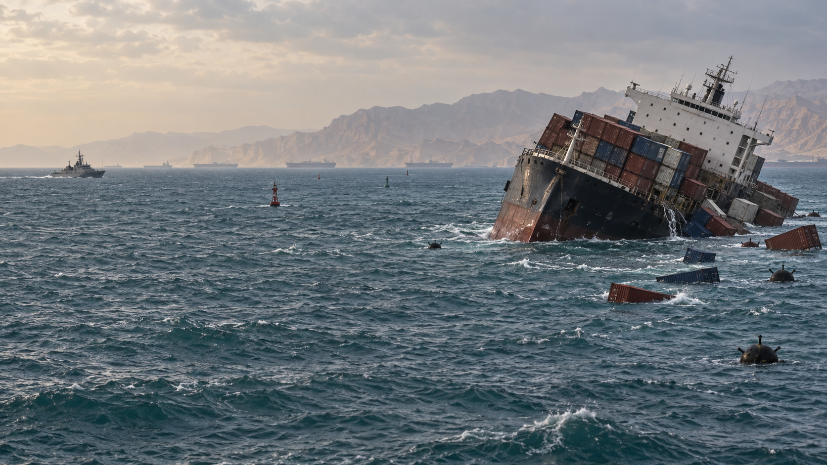 Ranjau Laut Selat Hormuz, Kapal Kontainer Karam