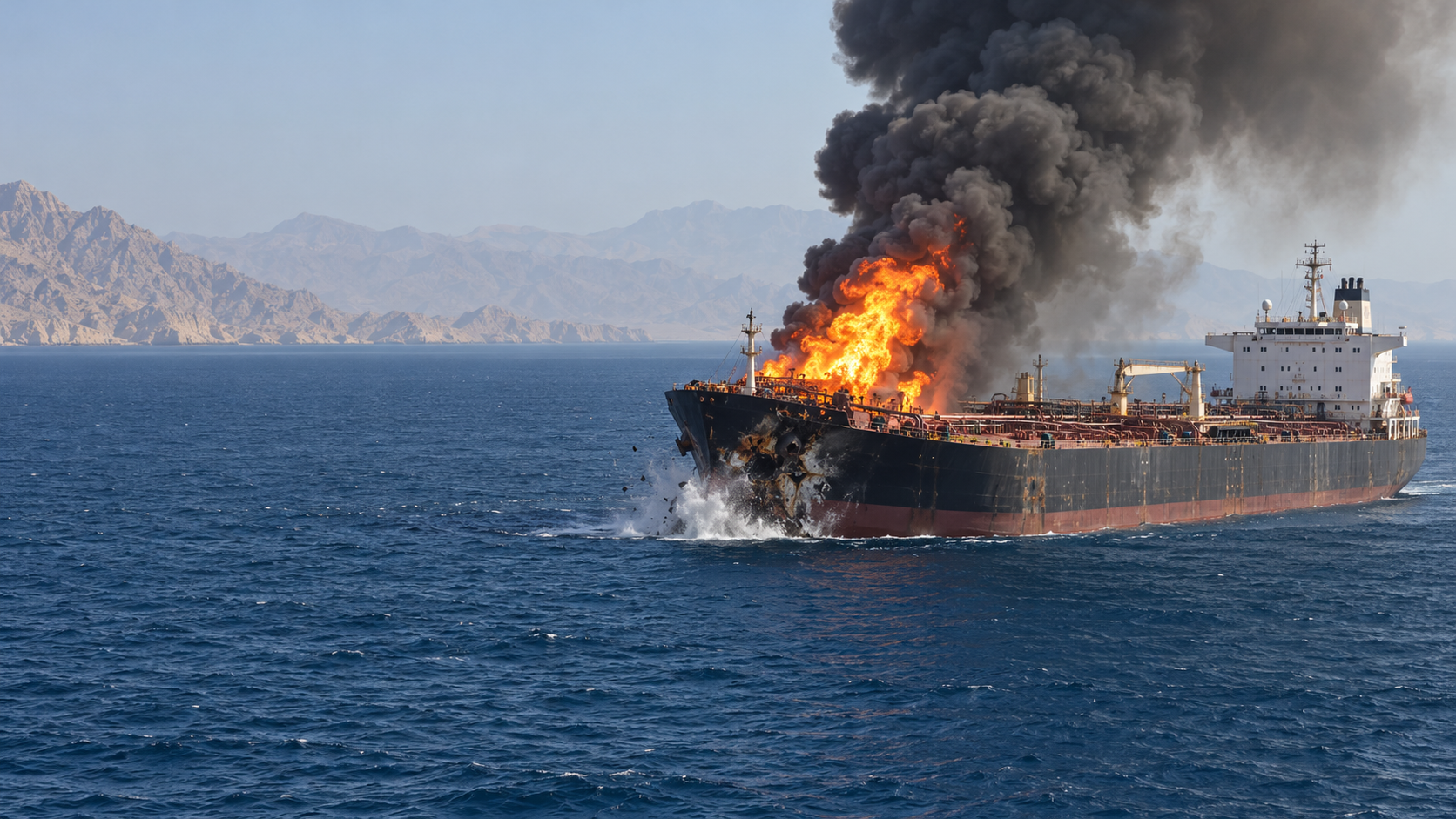 Tanker Terbakar Usai Hantam Ranjau di Selat Hormuz