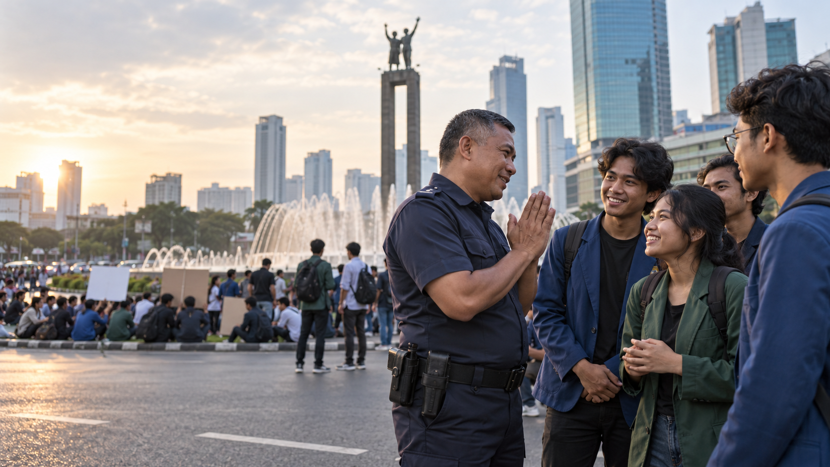 Wakapolda Temui Mahasiswa di Bundaran HI